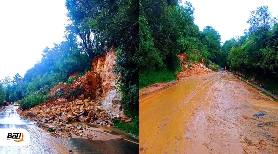 Deslizamento em rodovia deixa trânsito interditado nos Campos Gerais