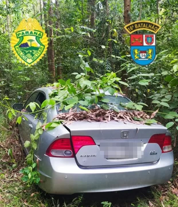 PM encontra carro furado de balas em matagal próximo a BR-373