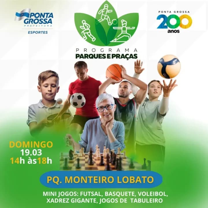 Prefeitura de PG realiza atividades de lazer esportivas no Parque Monteiro