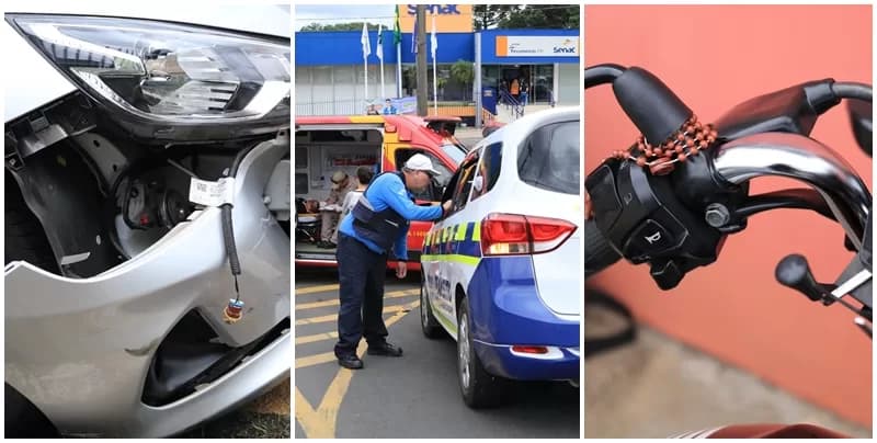 Piloto sofre ferimentos ao cair da moto após sofrer batida de Ônix em PG