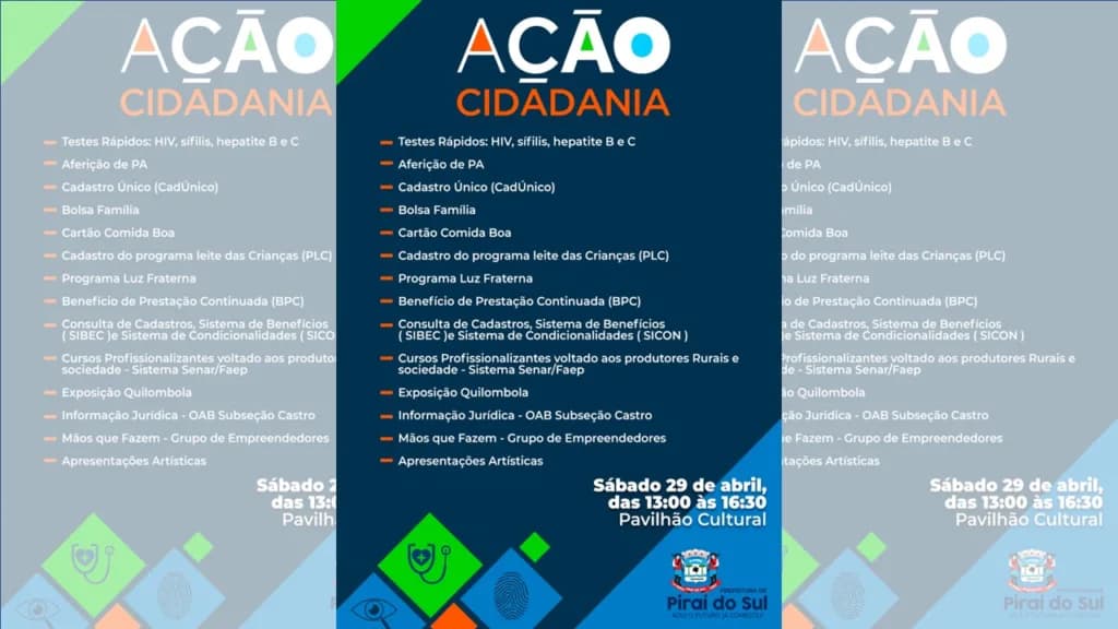 <strong>Mutirão de serviços à população acontece neste sábado em Piraí do Sul</strong>