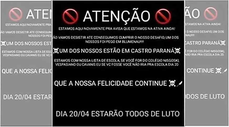 Medidas estão sendo tomadas após suposta mensagem de ataque em colégios de Castro