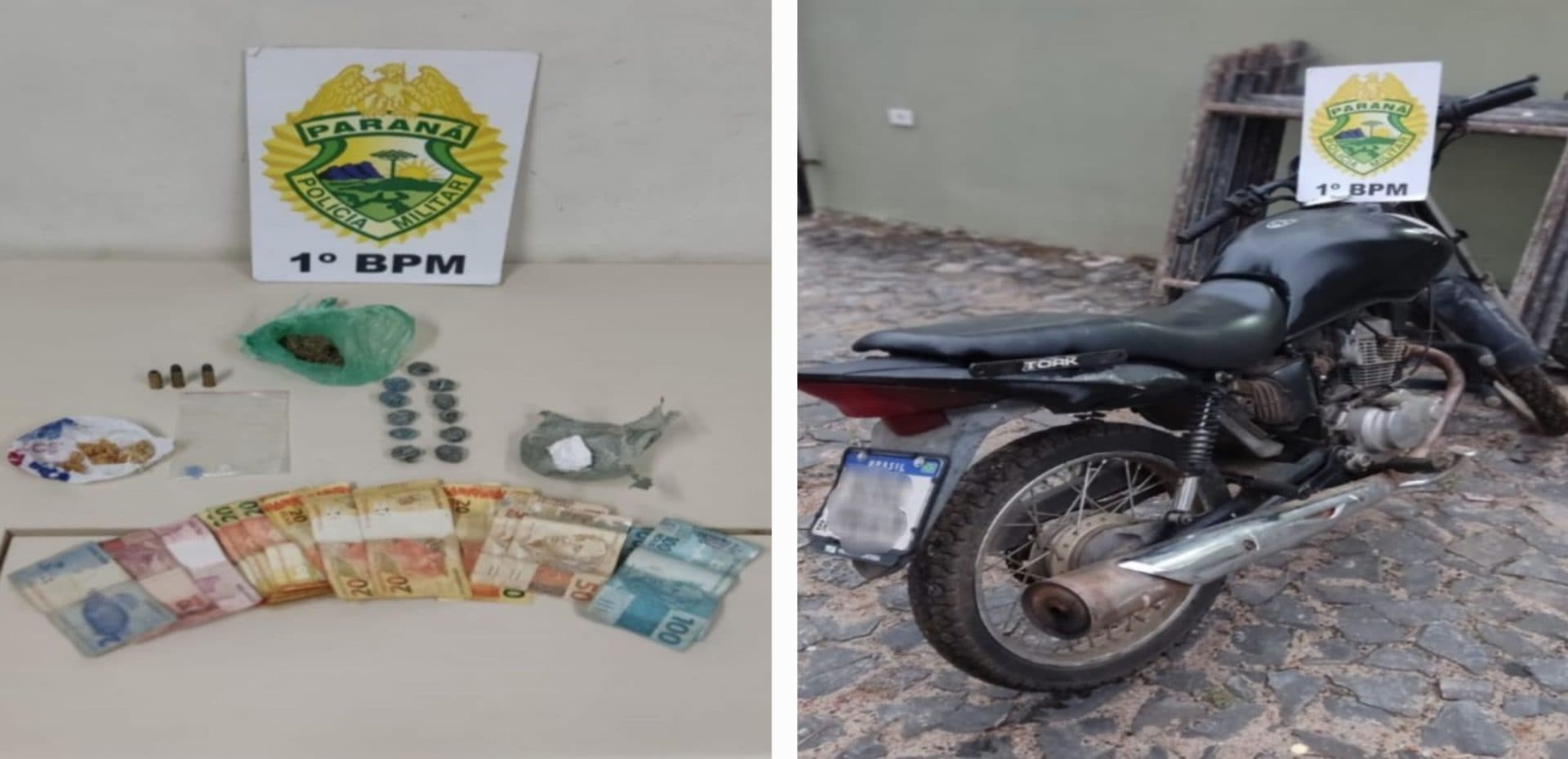 Três pessoas são levadas para a delegacia com drogas e motocicleta furtada em PG