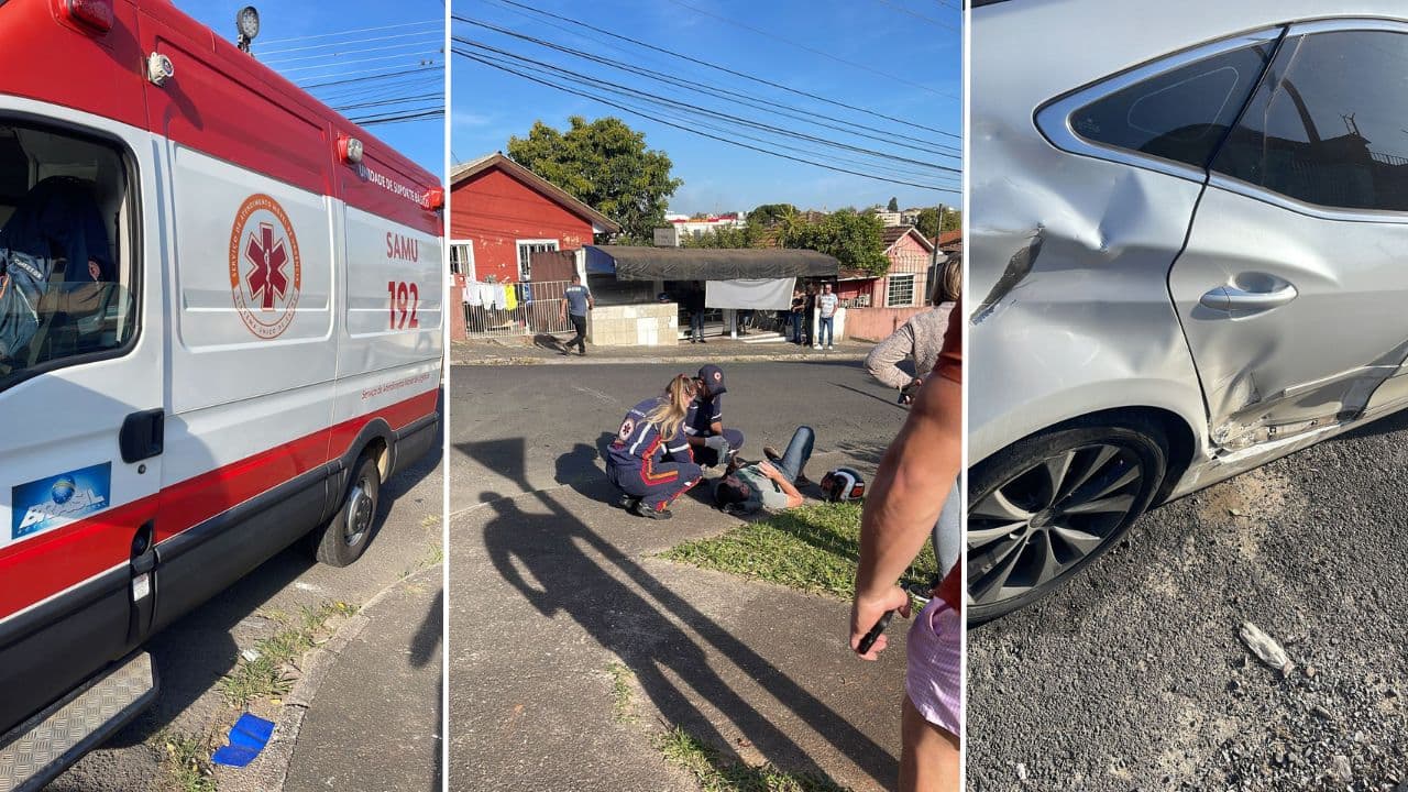 Acidente entre carro e moto deixa homem ferido no Jardim Carvalho
