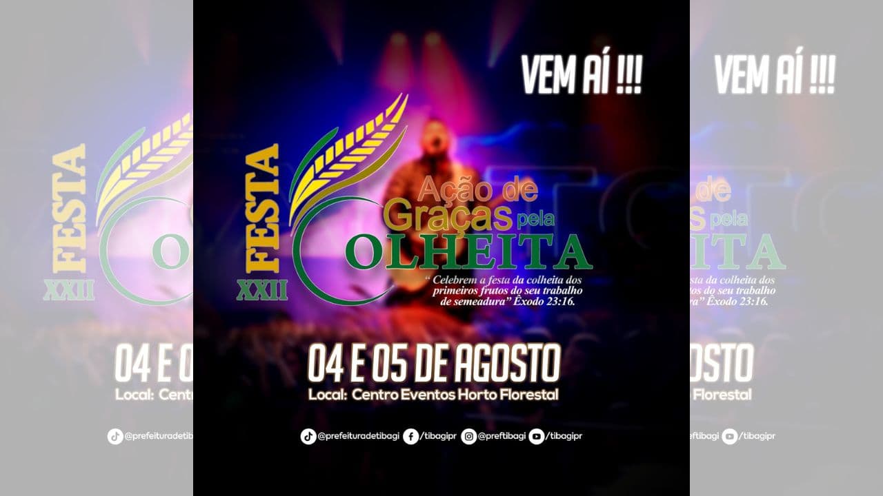 Prefeitura de Tibagi organiza XXII Festa de Ação de Graças pela Colheita