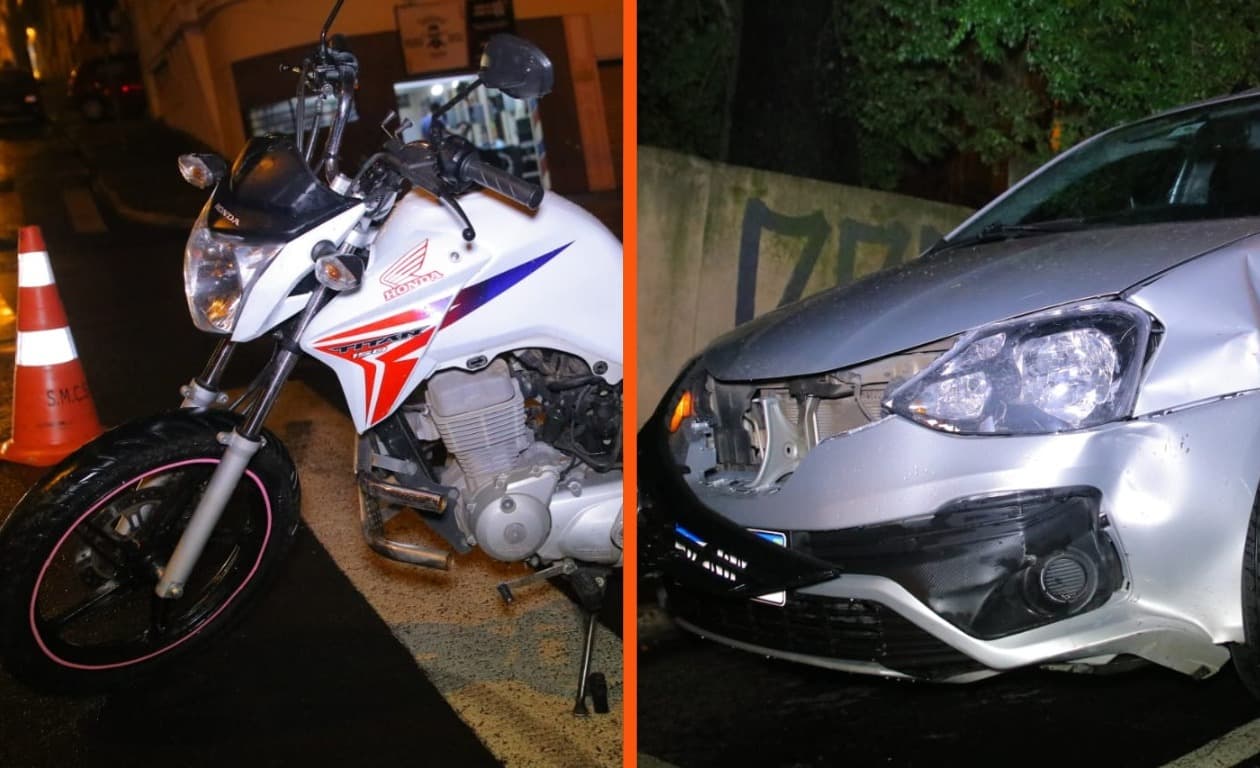 Motociclista fica ferido após colisão em rua central de PG
