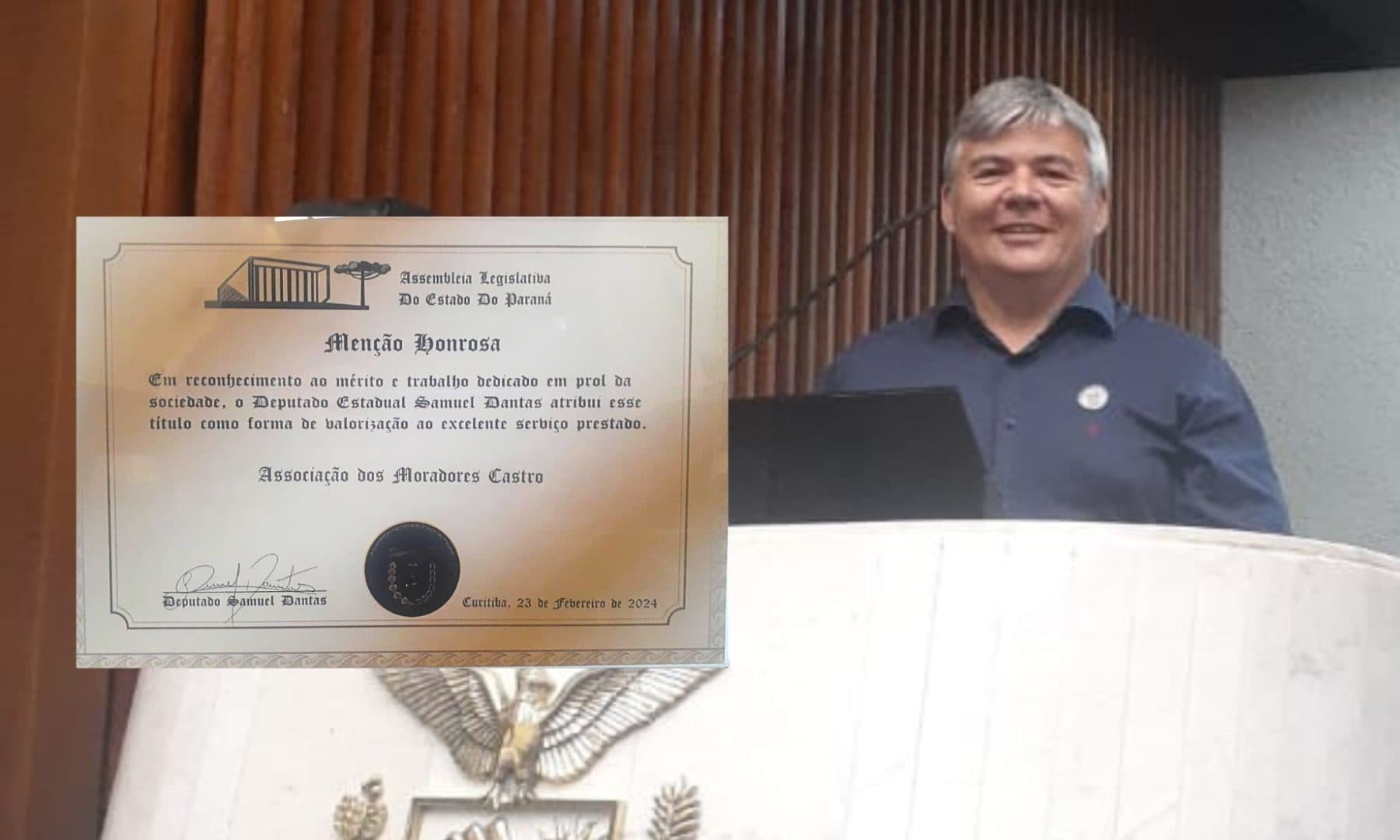 Associação de Moradores de Castro recebe menção honrosa da Assembleia Legislativa do PR