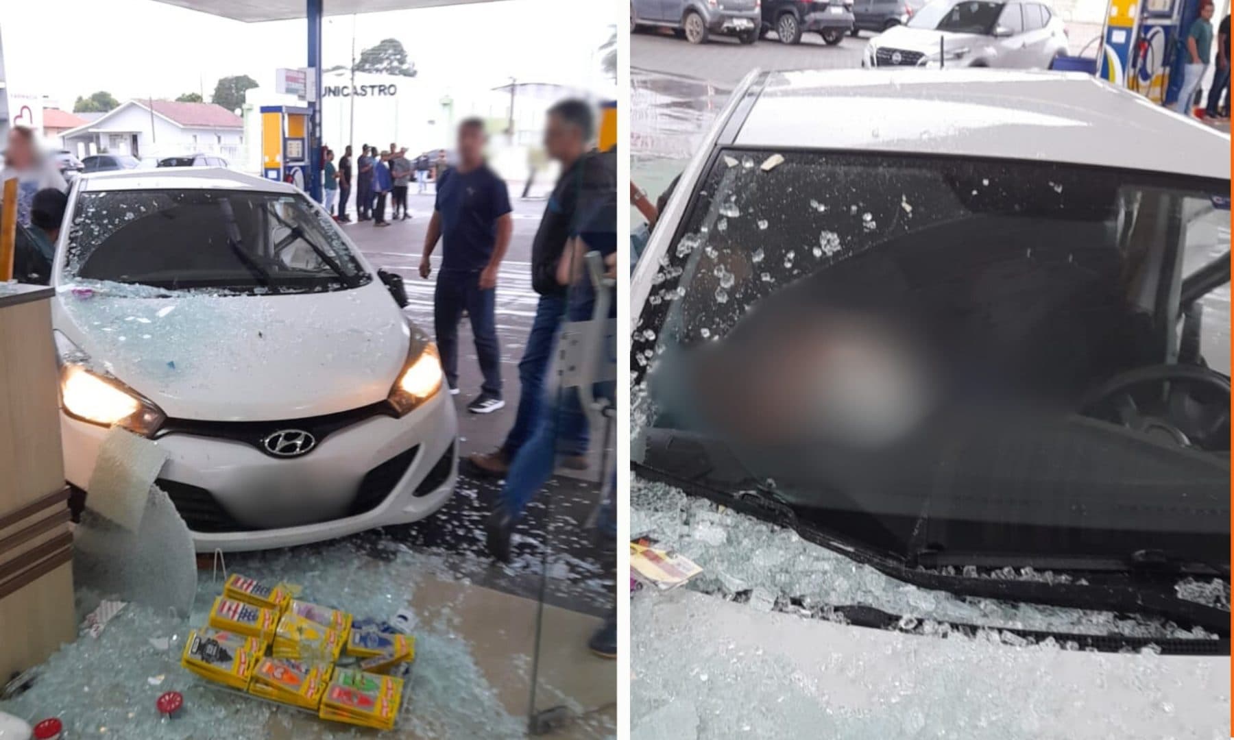 Motorista fica em estado grave após invadir posto de combustível em Castro