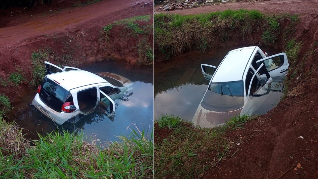Carro alugado é encontrado dentro de córrego em PG