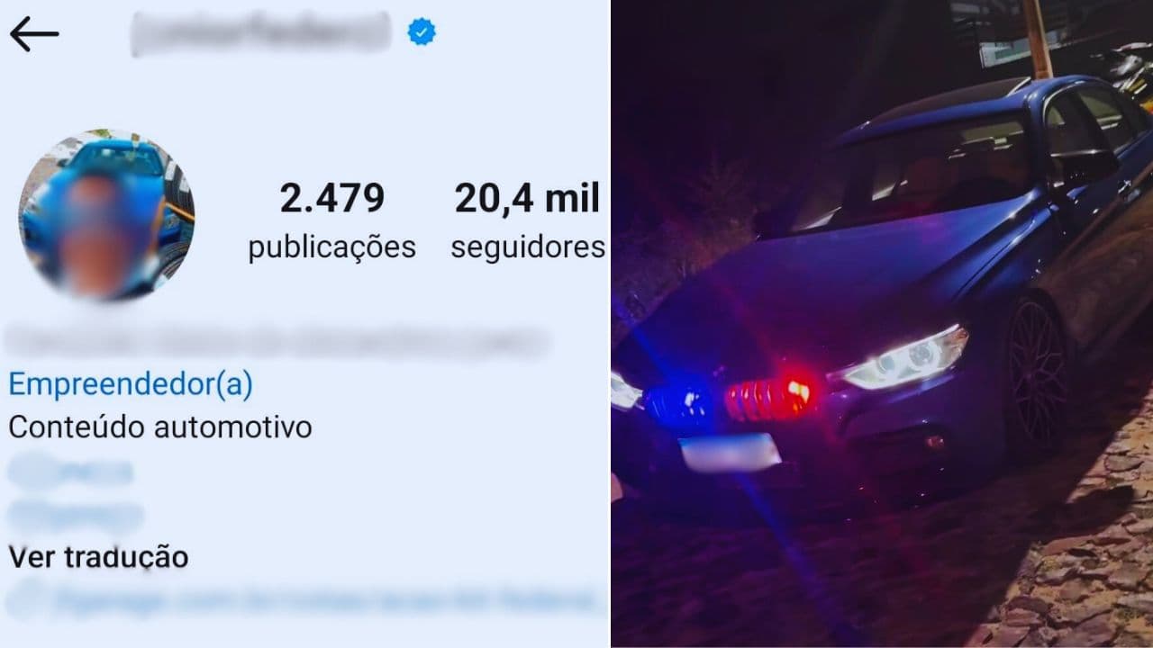 Youtuber ostentava BMW com giroflex da polícia antes de ser preso em PG