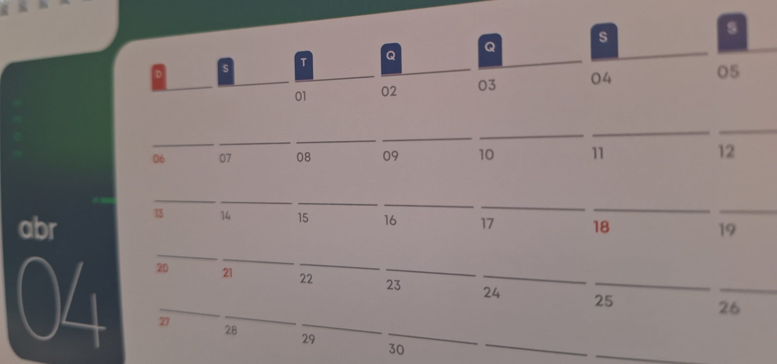Calendário abril