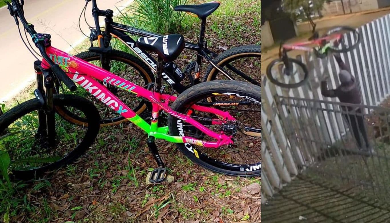 Câmera de segurança registra furto de bicicleta em colégio de Ponta Grossa