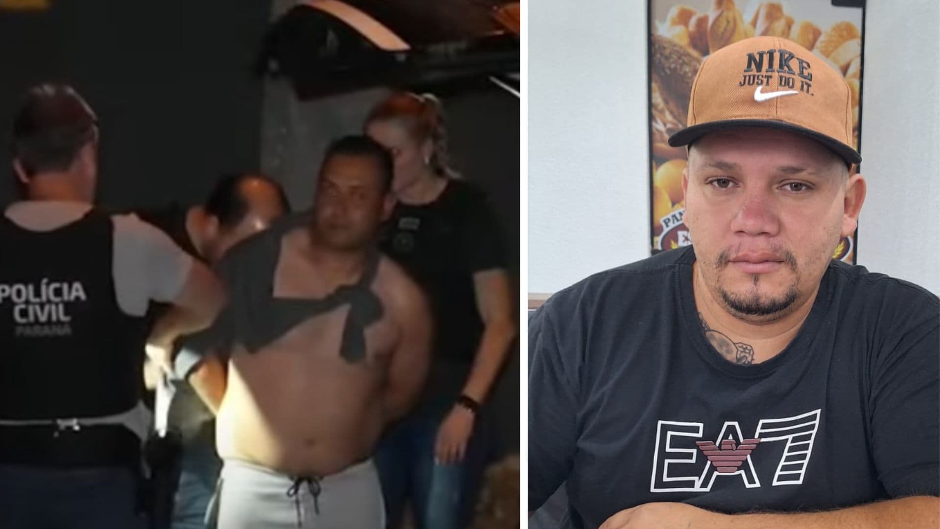 Foto do suspeito de colaborar com o desaparecimento de Marlon. Do lado está Marlon,