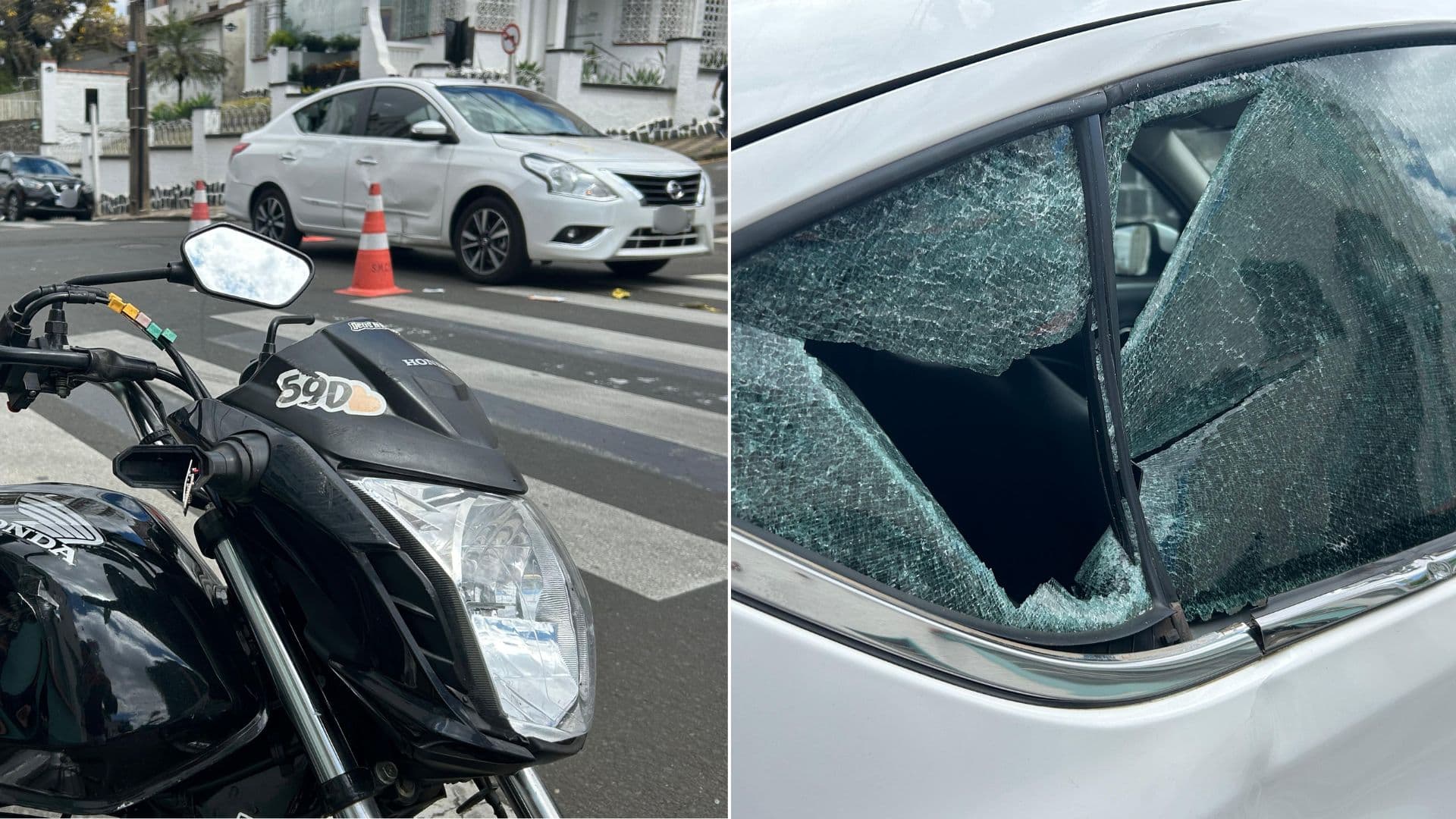 Motociclista furou a preferencial e provocou o acidente.