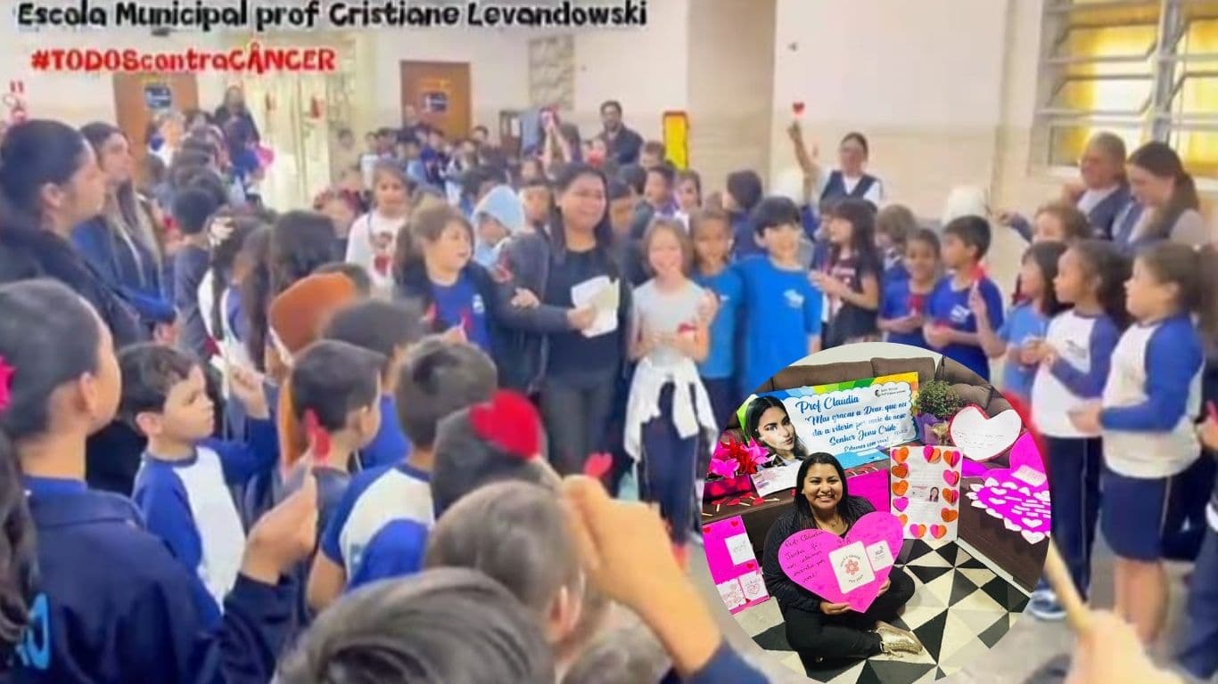 Escola de Ponta Grossa emociona ao homenagear professora em luta contra o câncer