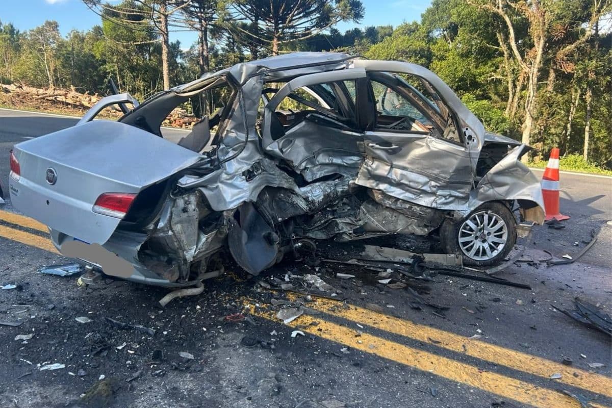 Acidente na BR-277 em Palmeira deixa cinco pessoas gravemente feridas e interdita rodovia