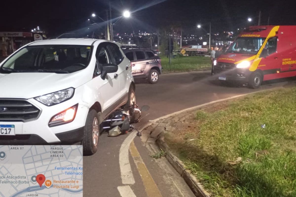 Motociclista e passageira ficam feridos em acidente na PR-160 em Telêmaco Borba
