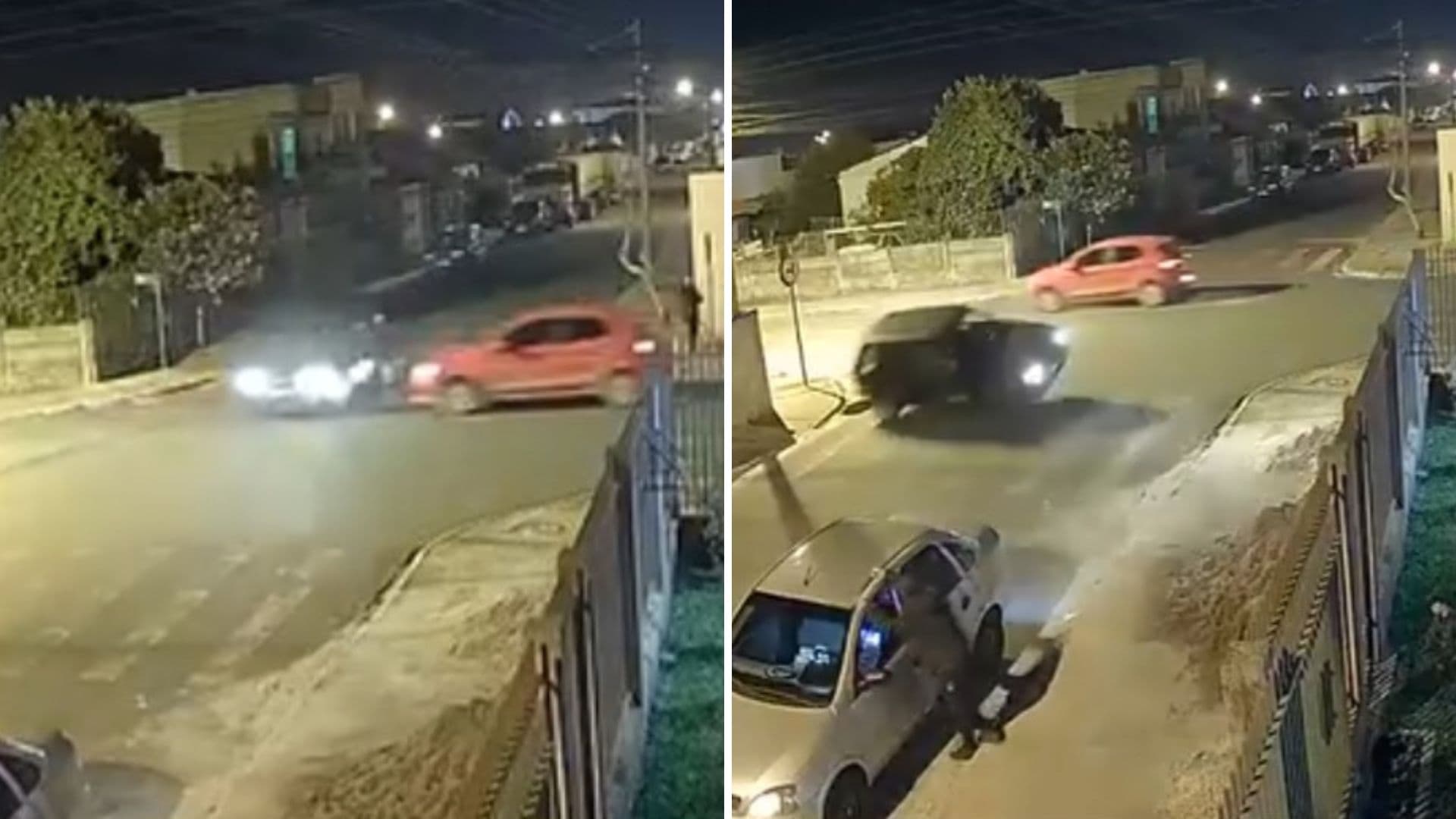 Carro é atingido por outro veículo e capota em Castro; uma mulher ficou ferida