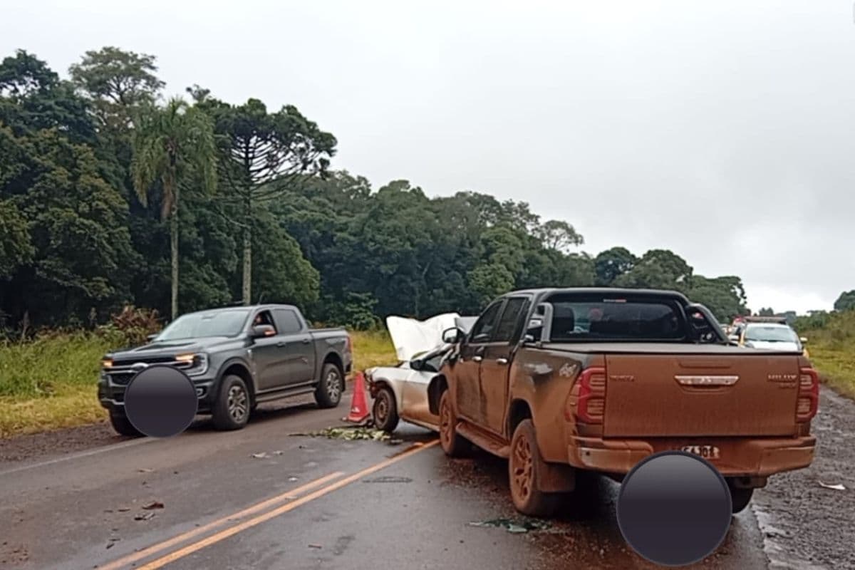 Engavetamento na rodovia entre Turvo e Guarapuava deixa uma vítima
