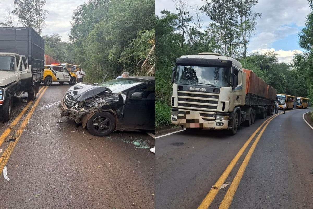 Caminhão de Ponta Grossa parado em rodovia provoca acidente com vítima