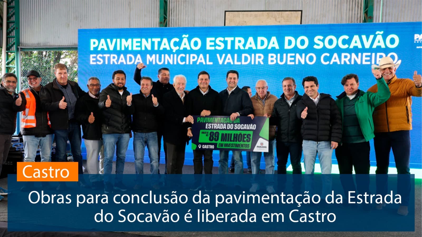 Obras para conclusão da pavimentação da Estrada do Socavão é liberada em Castro