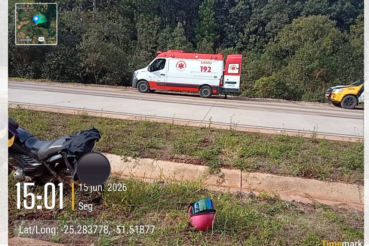 Motorista foge após colisão que deixou motociclista ferido na PRC-466