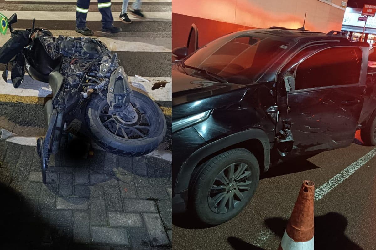 Motorista admite distração com celular após acidente entre carro e moto em Ponta Grossa