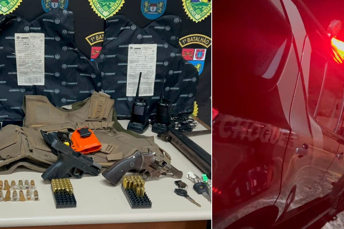 Criminoso beleado em confronto com o CHOQUE trazia armas, munições, coletes e drogas para PG
