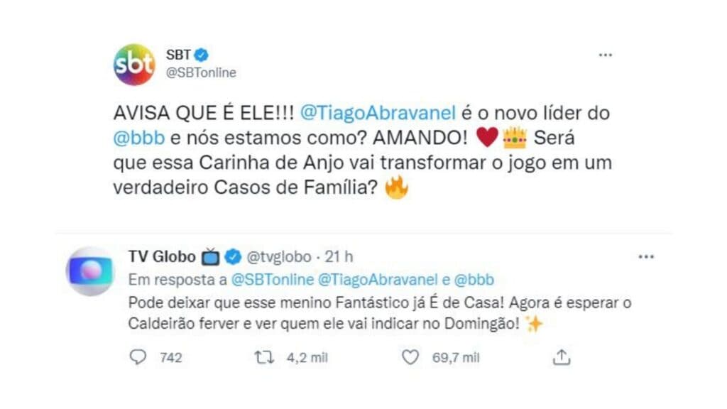 SBT e Globo trocam figurinhas no Twitter