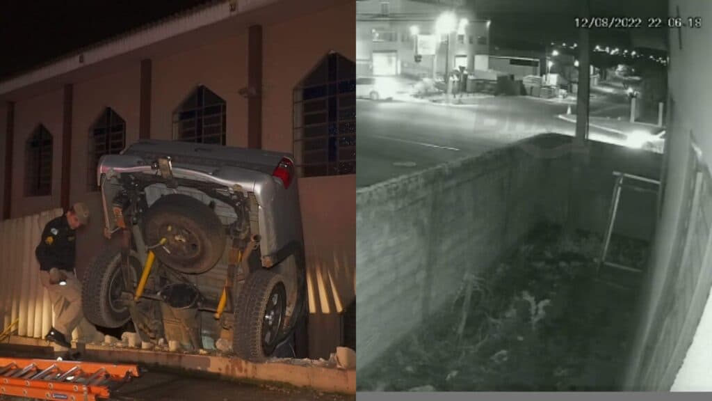 Vídeo mostra momento exato em que caminhonete invade igreja em PG