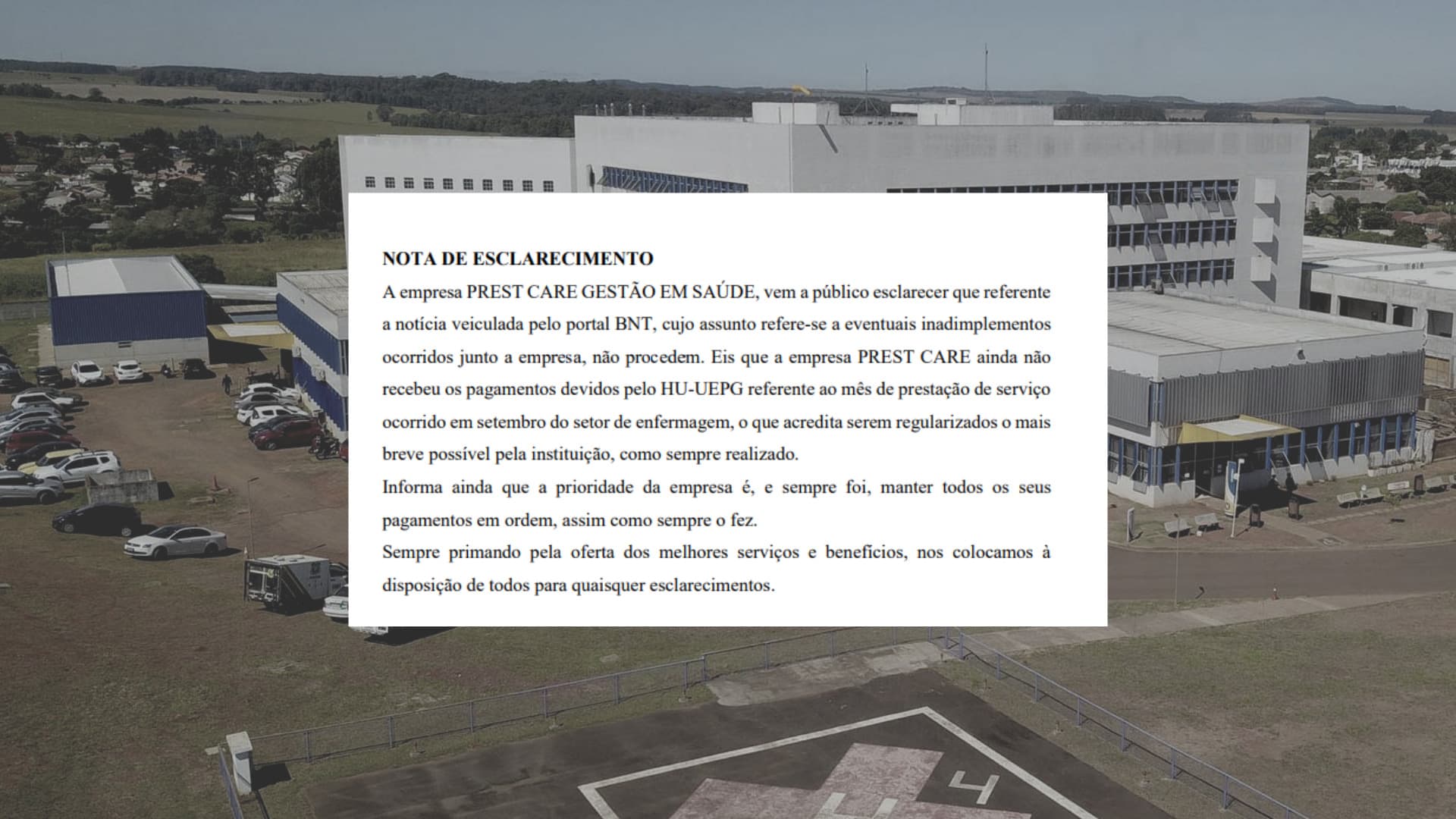 Empresa se manifesta sobre salários atrasados no Humai e Hospital Regional