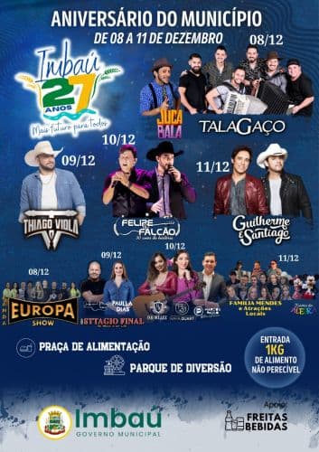 Imbaú divulga programação da festa de 27 anos de emancipação