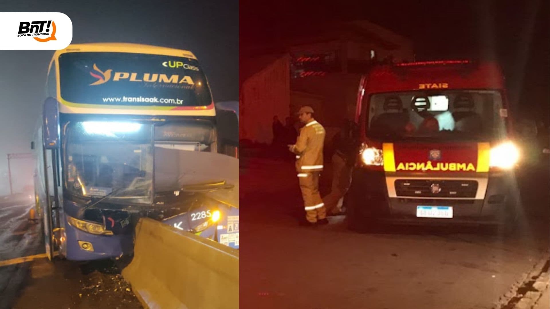 Ônibus bate contra pedágio desativado e deixa feridos na região