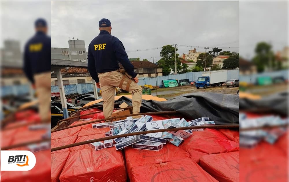 PRF apreende caminhão carregado com cigarros paraguaios em Ponta Grossa