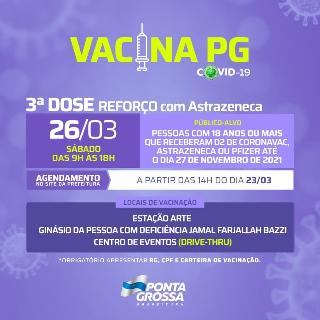 Prefeitura de PG realiza mutirão de vacinação contra covid-19 para adultos