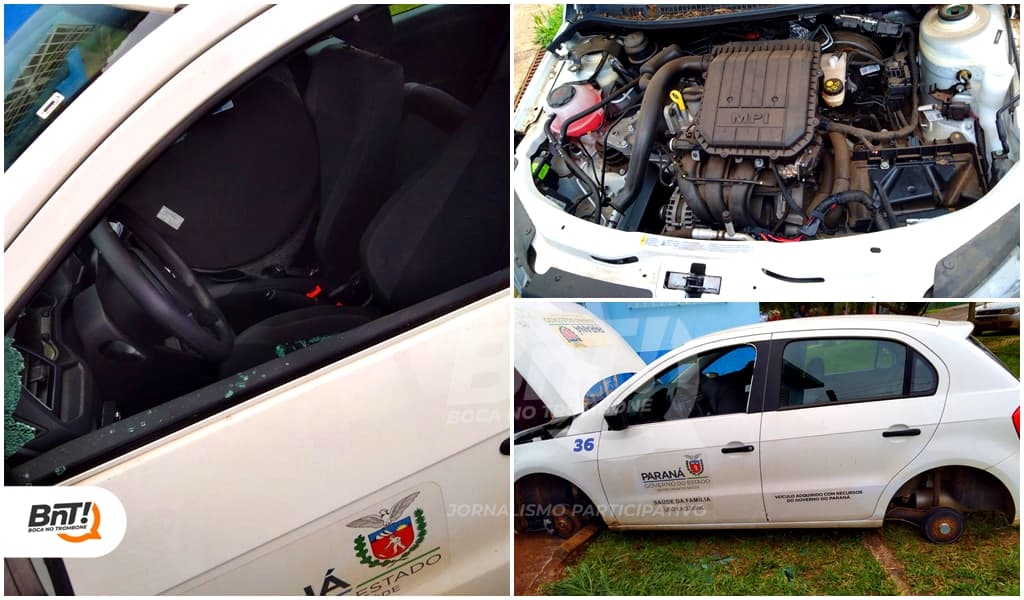 Carro da SAÚDE é furtado e ‘depenado’ em Ponta Grossa