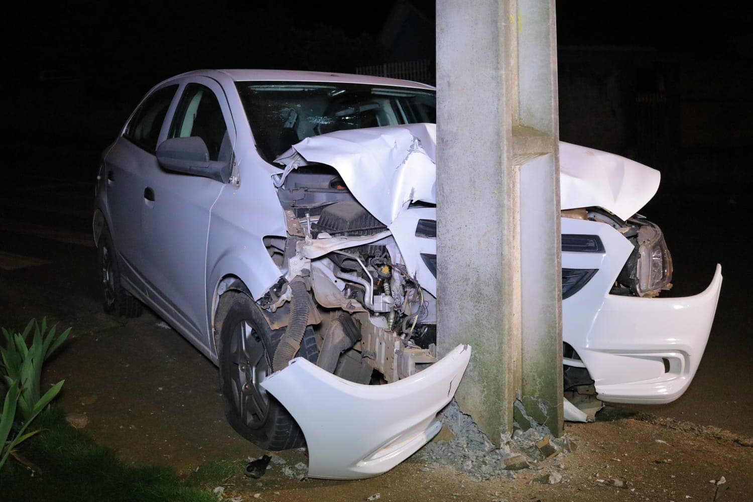 Jovem desvia de cachorro e veículo colide contra poste em PG