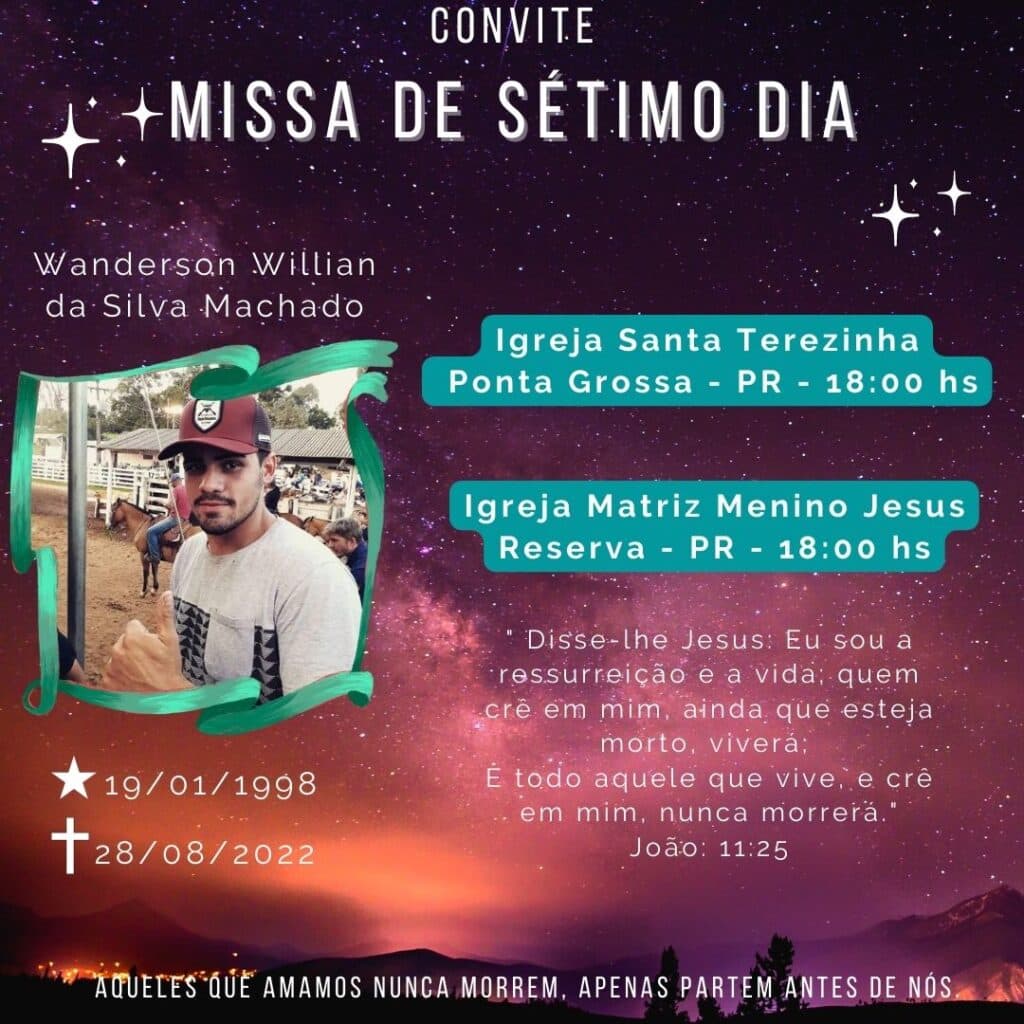 Familia de jovem morto por policial militar em PG convida para Missa de Sétimo Dia