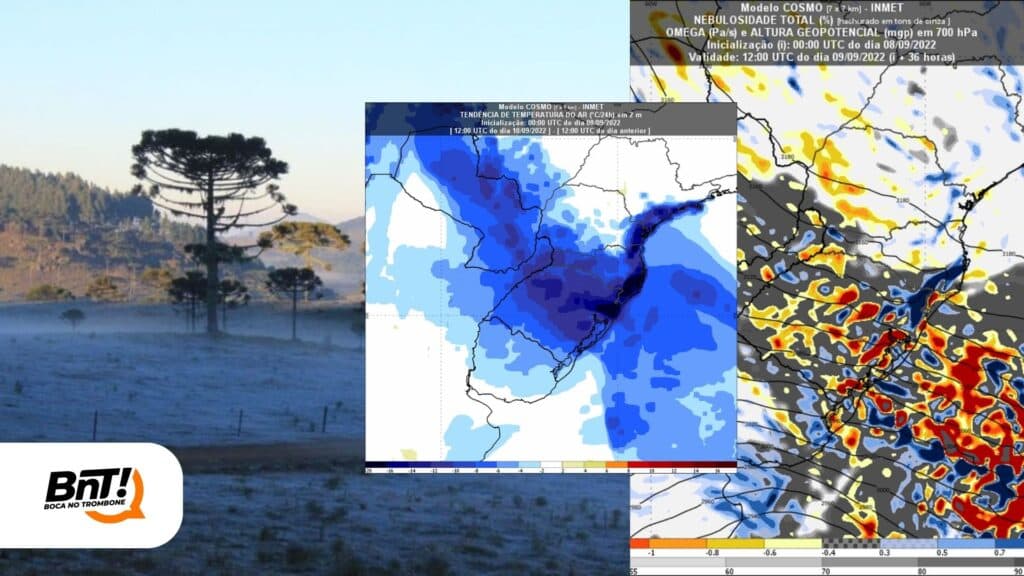 Temperaturas despencam e região registra temporais e geada