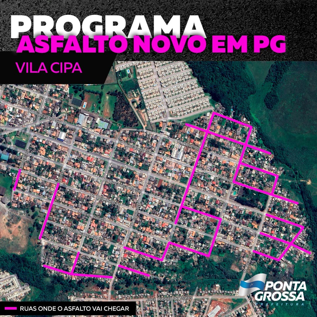 Prefeitura de PG anuncia investimento de R$ 8,3 mi para pavimentação nas vilas Cipa e Pina