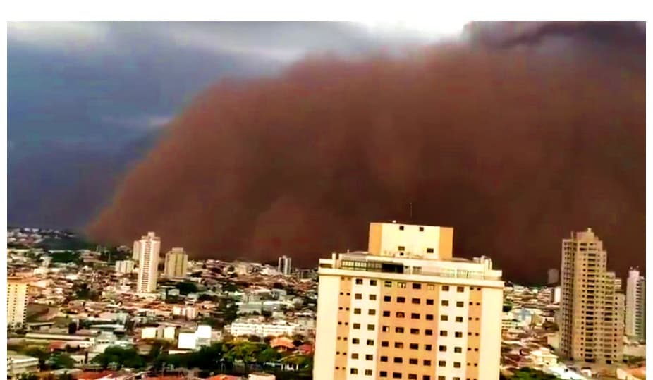 Assustador: Tempestade de areia engole cidades no estado de São Paulo e Minas Gerais