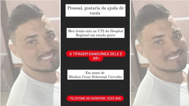 URGENTE: Família pede doação de sangue para jovem em estado grave