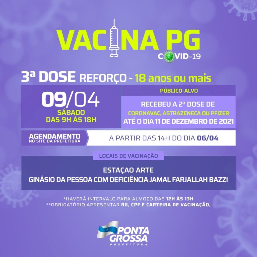 Prefeitura de PG realiza nova etapa de vacinação contra covid-19 para adultos