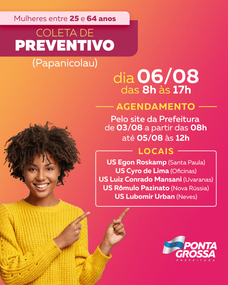 Prefeitura de PG promove mutirão de coleta de exames preventivos neste sábado