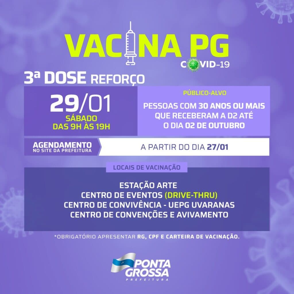 Prefeitura de PG reduz faixa etária para mutirão da vacina, neste sábado