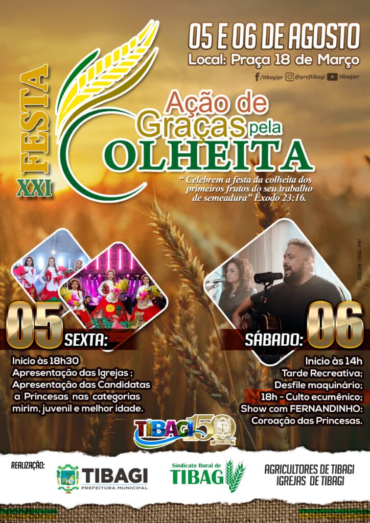 XXI Festa de Ação de Graças pela Colheita de Tibagi acontece nesta sexta-feira
