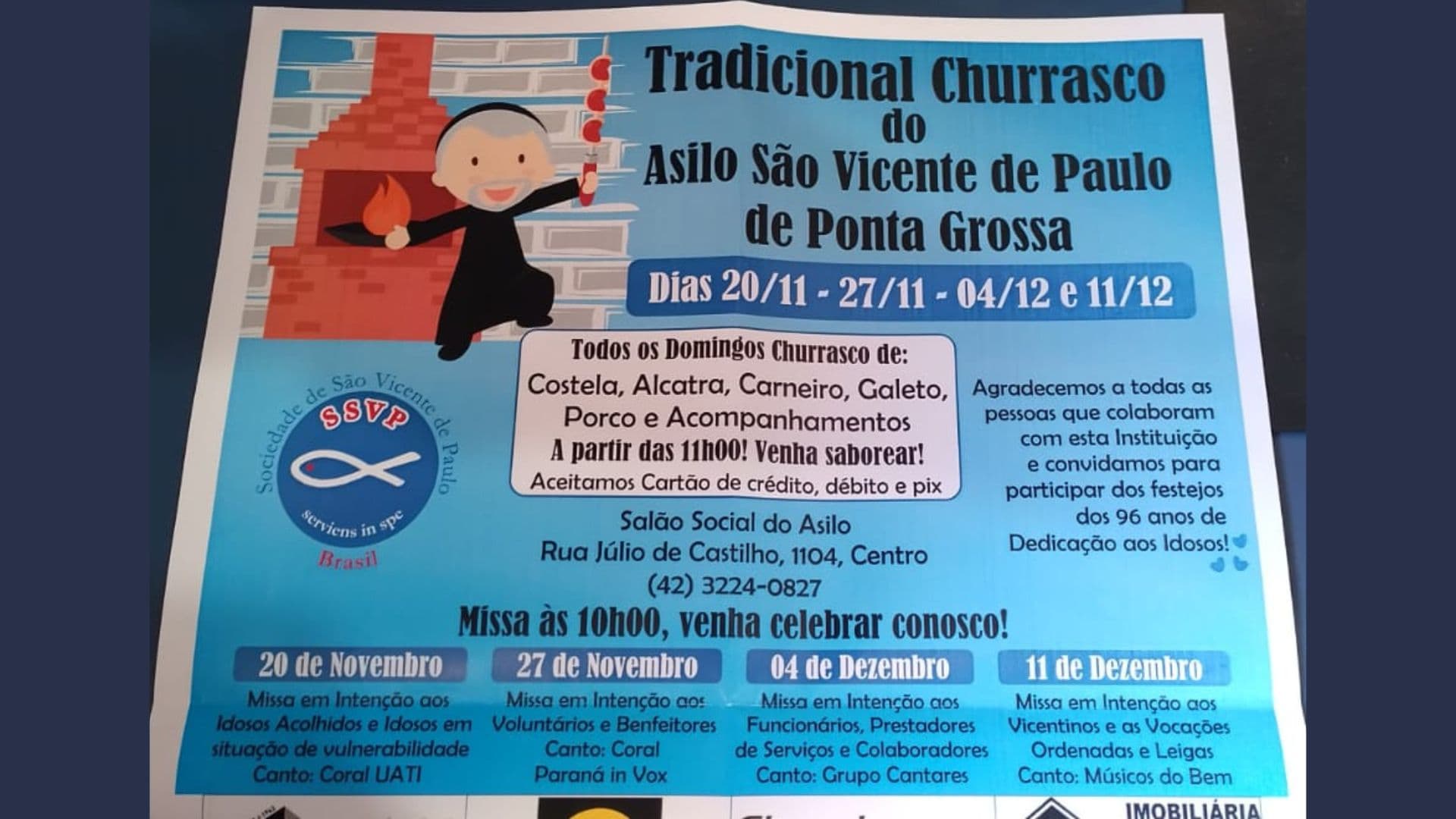 Asilo São Vicente de Paula realiza tradicional churrasco em PG