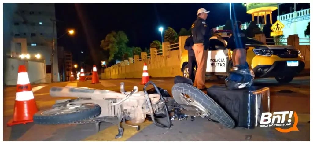 Motociclista corre risco de morte após grave acidente no centro de PG