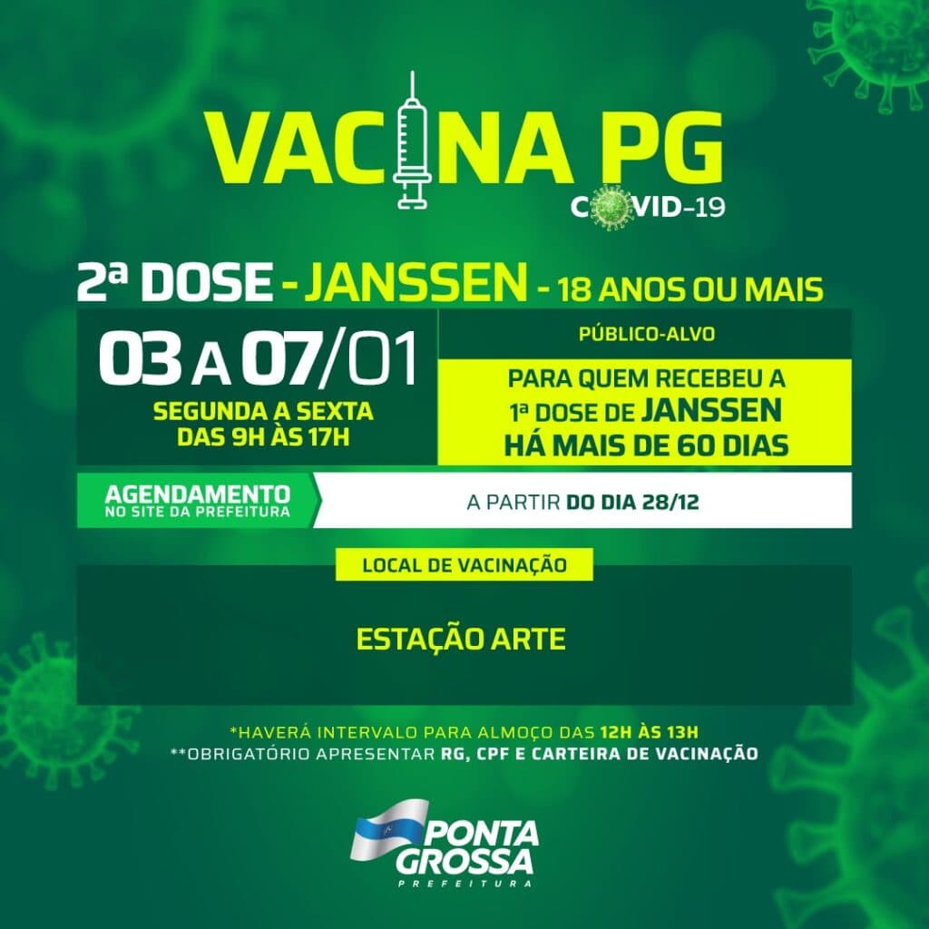 Ponta Grossa realiza novas aplicações de 2ª dose de Janssen