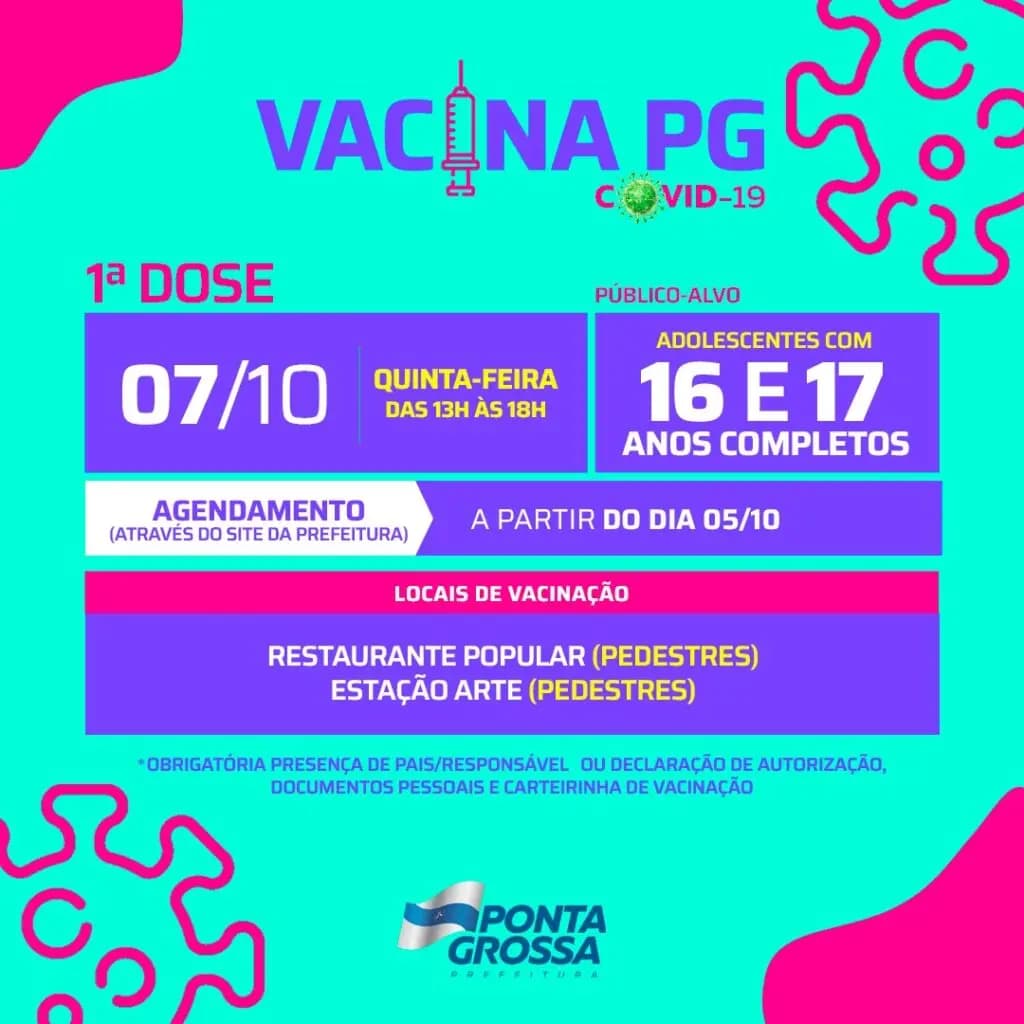 Prefeitura amplia calendário de vacinação para adolescentes de 16 e 17 anos
